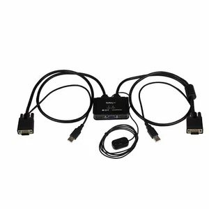StarTech SV211USB 2 Port USB VGA KVM Switch Box w Cables Remote On/Off - Picture 1 of 6