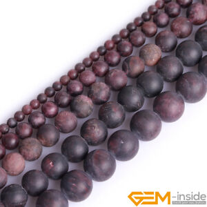 Natural Gemstone Antiqued Red Garnet Frost Matte Round Beads For Jewelry Making 