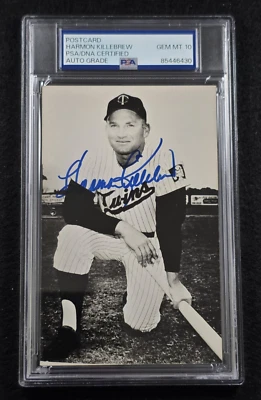HARMON KILLEBREW Signed Real Photo Postcard-HOF-MINNESOTA TWINS-PSA 10 Auto - Image 1 of 4