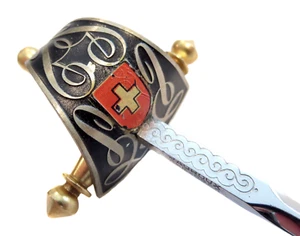 SWORD Antique LETTER Opener ENAMEL SWISS - Pauroux Chexbres - Picture 1 of 7