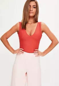 BNWT missguided orange bandage plunge bodysuit UK Sise 6 - Picture 1 of 5