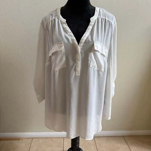 Torrid Harper Studio Crepe de Chine Pullover Blouse White 1 1X 14 16 #H11110 - Picture 1 of 1