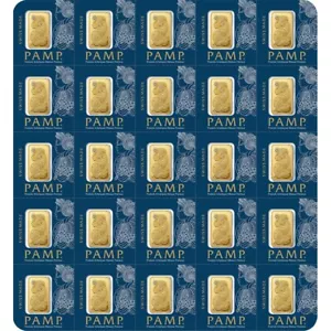 25 X 1 Gram Gold Bar - Divisible PAMP Suisse MULTIGRAM .9999 Fine Gold Bar - Picture 1 of 6