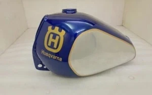 HUSQVARNA CR WR XC 250 430 Chrome & Dark Blue Steel Fuel Tank 1981-1983 /FIT FOR - Picture 1 of 5