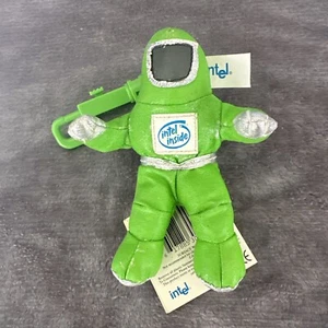 Intel Inside Pentium Spaceman Astronaut Plush Green Key Ring VTG 90s W/ Peeling - Picture 1 of 10