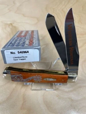 Case XX #W540964 Smooth Chestnut Bone Western Heritage Spur Trapper 6254 SS - Image 1 of 2
