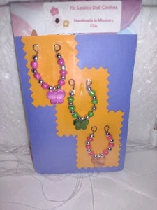3 Colorful Butterfly Necklaces Fits 11.5" 12" Dolls - Beads & Silver New - Picture 1 of 2