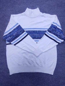 Northern Explosion Sweater Men's x-Large White Blue Stripe Turtle Neck Office  - Picture 1 of 11