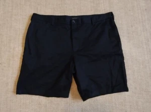 Van Heusen Khakis Chino Shorts Mens 42 Black Pleated Front Slash Pockets Zip Fly - Picture 1 of 7
