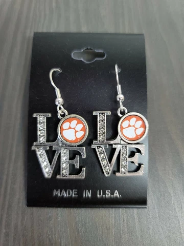New Clemson Tigers Fish Hook Lace Earrings, Gift for Mom, Her Cover