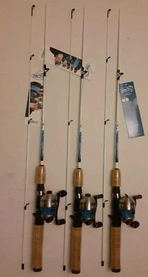 lot of 3 Zebco combo Fin Commander 5' cast casting Rod cork handle micro 33 reel - Image 1 of 3