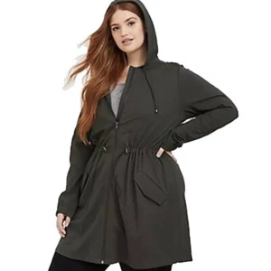Chaqueta con Capucha TORRID Active Verde Oliva Ponte Anorak Talla Grande 4X Nueva con Etiquetas - Imagen 1 de 13