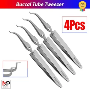 Buccal Tube Tweezers 5.5″ Bracket Placement Reverse Action Forceps 4Pcs - Picture 1 of 5