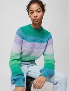 Neu mit Etikett Maje Millao Pullover gestreift grün lila Größe 2 340 $ - Bild 1 von 7