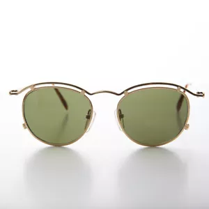 Round Gold Metal 90s Chic Steampunk Vintage Sunglasses - Axl - Picture 1 of 3