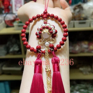 Natural cinnabar purple gold sand facial makeup tassel car pendant - Picture 1 of 5