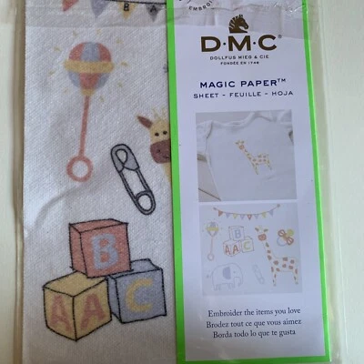 DMC FC113 Magic Paper Embroidery Transfer Pattern Baby Animals Blocks Toys New - Image 1 of 2