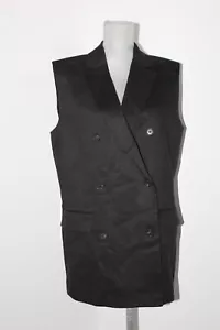 NWT Theory Good Collection DB OS Vest Black Double Breasted Mini Dress Vest M/L - Picture 1 of 8