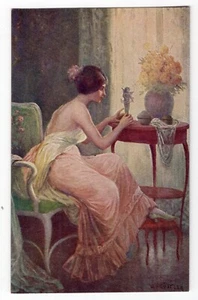 RUSIA ARTISTA DESCONOCIDO ENCANTADORA MUJER JOVEN PRINCIPIOS 1900 GRANBERGS POSTAL ESCANEO 050 - Imagen 1 de 2