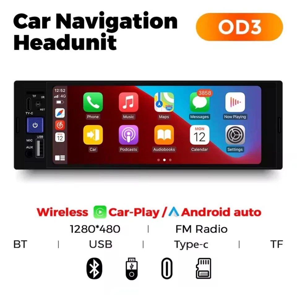 MEKEDE 6.86 pollici 1Din Carplay Android Auto Autoradio lettore multimediale... - Immagine 1 di 1