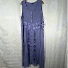Pyramid Collection Maxi Dress 1X NEW Purple Embroidered Button Boho Fairy