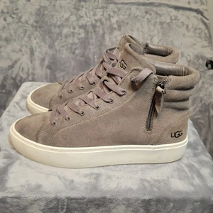 Sneakers UGG Olli donna grigio scamosciato talpa alte zip pizzo plateau tg 7,5 - Foto 1 di 9
