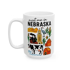 Nebraska Ceramic Mug, Coffee Cup, Farmhouse Decor, Gift for [...] - Picture 1 of 6