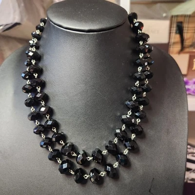 Collar largo vintage Kenneth Cole New York negro facetado cristal cuentas 42" Foto 1 de 4