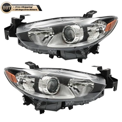 Silscvtt Right+Left Side Headlights For Mazda 6 2014-2017 Halogen Black Housing - Image 1 of 4
