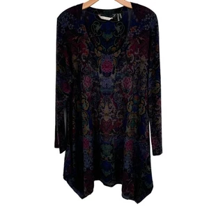 Soft Surroundings Jewel toned floral Long Sleeve Tunic sweater size large womens - Picture 1 of 14