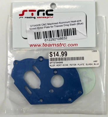 STRC ST9490B Blue Aluminum Heat Sink Finned Motor Plate (for Traxxas Drag Slash) - Image 1 of 2