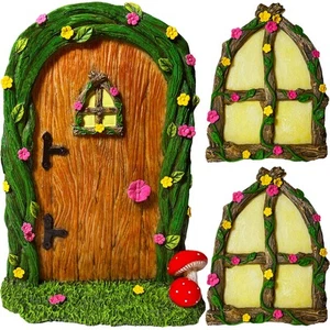 Fairy Garden Miniature Door & 2 Windows For Tree Yard Accessories Set Of 3 Pcs F - Picture 1 of 8