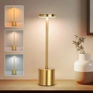 Rechargeable Cordless Metal Table Desk Lamp Touch Control Dimmable Night Light - Picture 1 of 17