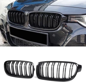 Gloss Black For BMW F30 F31 2012-2018 3 Series Front Bumper Kidney Grille Grill - Picture 1 of 7