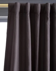Quince Linen Curtain Panel 48x96" Room-Darkening. Color Storm(8672) - Picture 1 of 5
