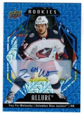 22/23 2022 UPPER DECK ALLURE TREY FIX-WOLANSKY #137 ROOKIES BLUE LINE AUTO /35