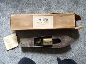 Scarce Large Early English Tinplate Toy Steam Boat The Gem Steam Launch