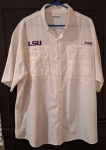 Chemise de pêche boutonnée Columbia PFG homme XL LSU blanc/violet ventilé omni ombre - Photo 1/10