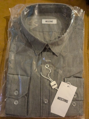 Camicia uomo Moschino grigio scuro a quadri NUOVISSIMA