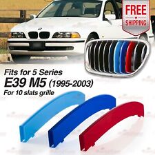 Tri-Color 10 BARS Kidney Grille Front Cover Insert Clips fits BMW E39 M5 1995-03