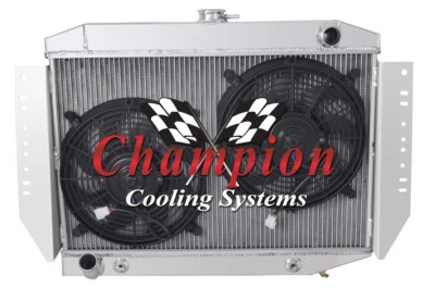 Radiador RS Champion 3 filas con 2 ventiladores de 12" para motor Jeep Wagoneer V8 1972-1979 Foto 1 de 4