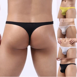 Herren Sexy G-String Tangas Slips T-Back Unterwäsche Eis Seide Beutel Niedrige Taille USA - Bild 1 von 23