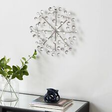 Silver Metal Starburst Wall Decor with Crystal Embellishment Silver 16 x 16