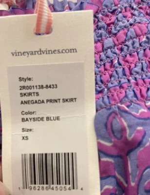 NWT Vineyard Vines Anegada Tiered Ruffled Skirt Bayside Blue Print MSRP $148 XS - Image 1 of 2