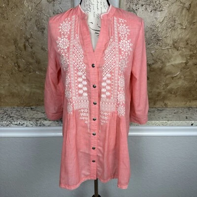 Женская блуза Tasha Polizzi вестерн богемное вышивка туника коралл рукав 3/4 - Изображение 1 из 4