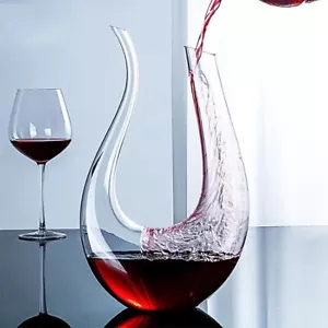1500ml U Form Wein Decanter Kristall Glas Wein Ausgießer Rotwein Karaffe Party - Bild 1 von 8