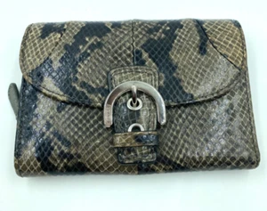Coach SoHo Exotic Black Embossed Python Print Soft Leather Trifold Wallet - Picture 1 of 14