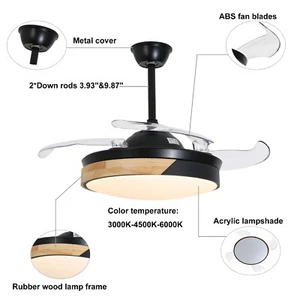 42 inch Black Indoor 4 Blades LED Ceiling Fan Chandelier With Remote Control - Picture 1 of 11