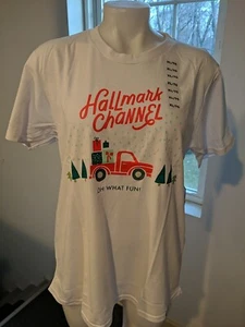 Hallmark Channel NWT White Short-Sleeve Holiday T-Shirt, Size XL - Picture 1 of 3