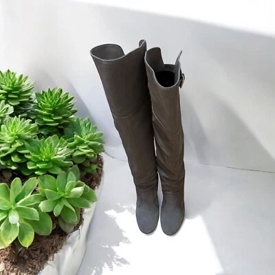 Botas para mujer talla 8M hasta la rodilla Nine West cuero gamuza tacón 3,5-4" topo Foto 1 de 4